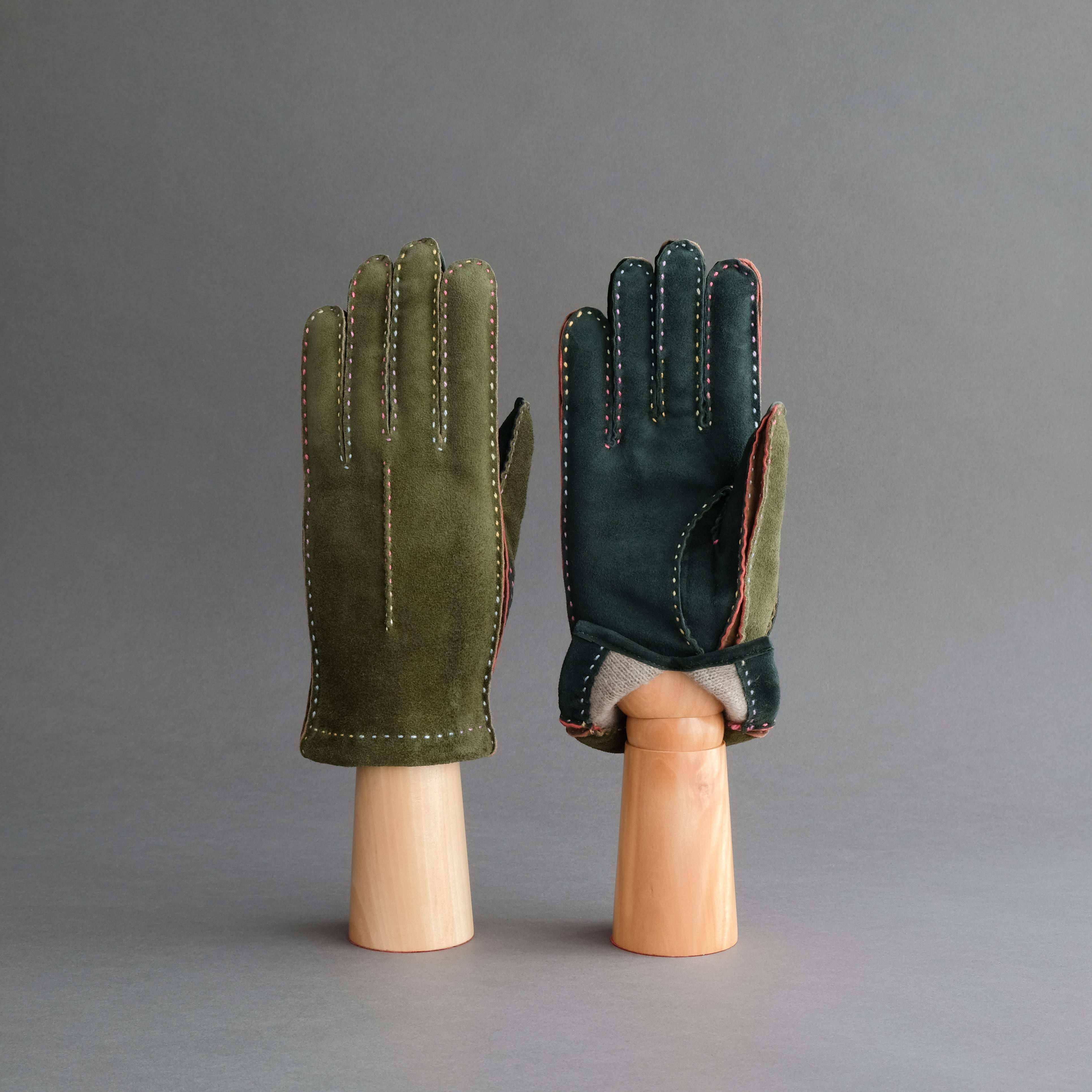 Ladies Gloves from Green Goatskin Lined with Cashmere - TR Handschuhe Wien - Thomas Riemer Handmade Gloves