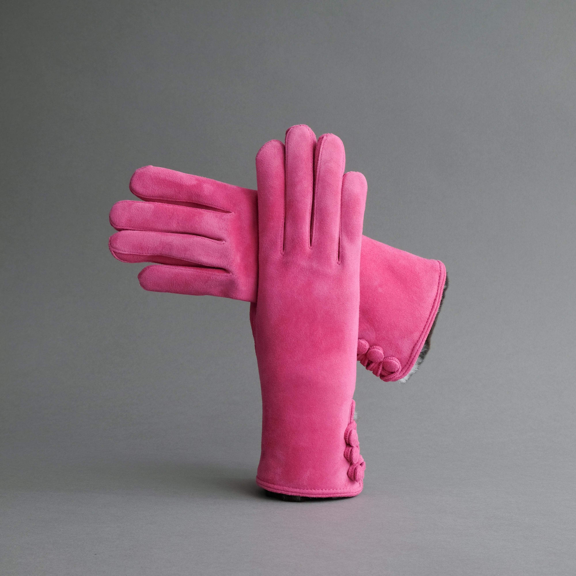 Ladies Gloves from Pink Reindeer Suede with Orylag Cuffs - TR Handschuhe Wien - Thomas Riemer Handmade Gloves