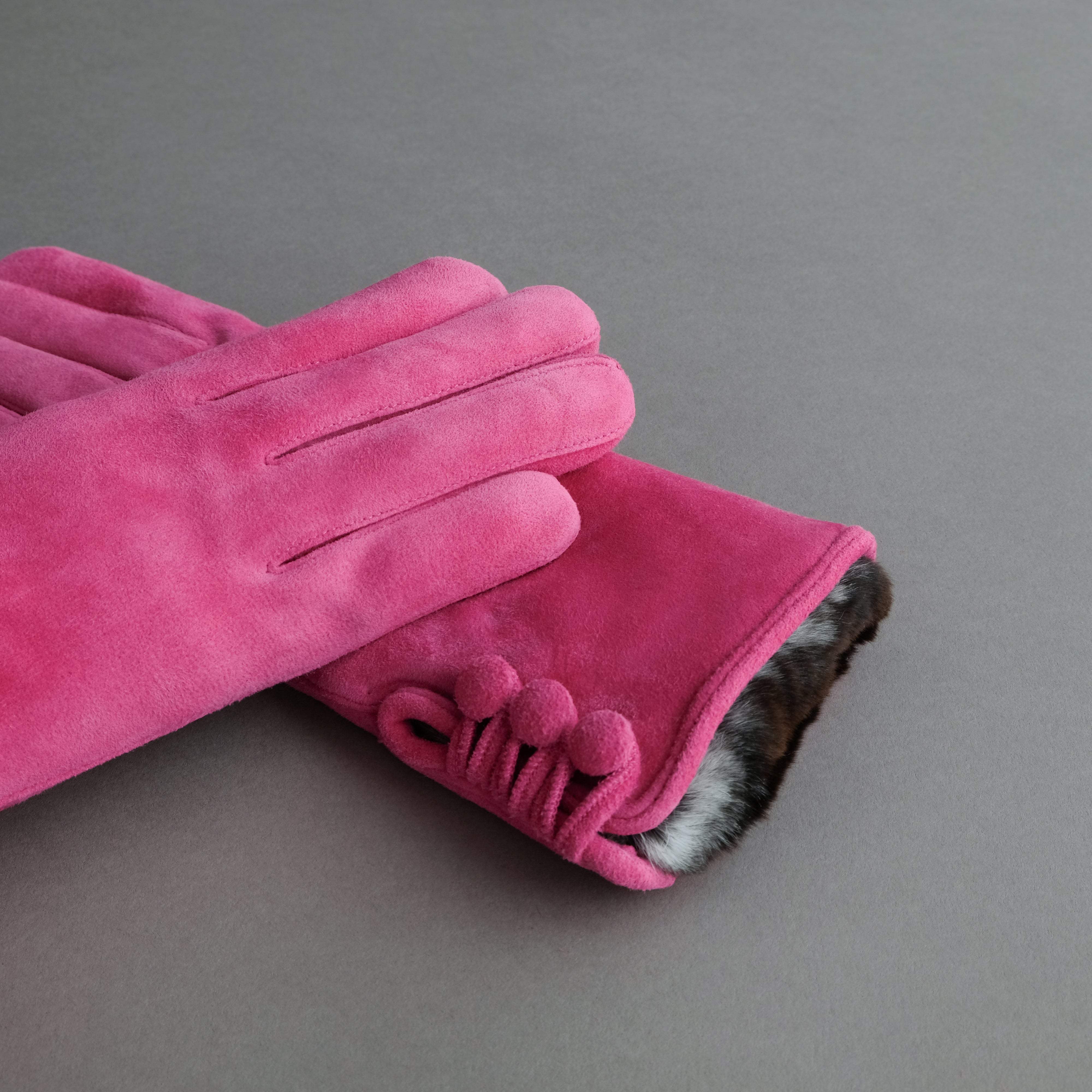 Ladies Gloves from Pink Reindeer Suede with Orylag Cuffs - TR Handschuhe Wien - Thomas Riemer Handmade Gloves
