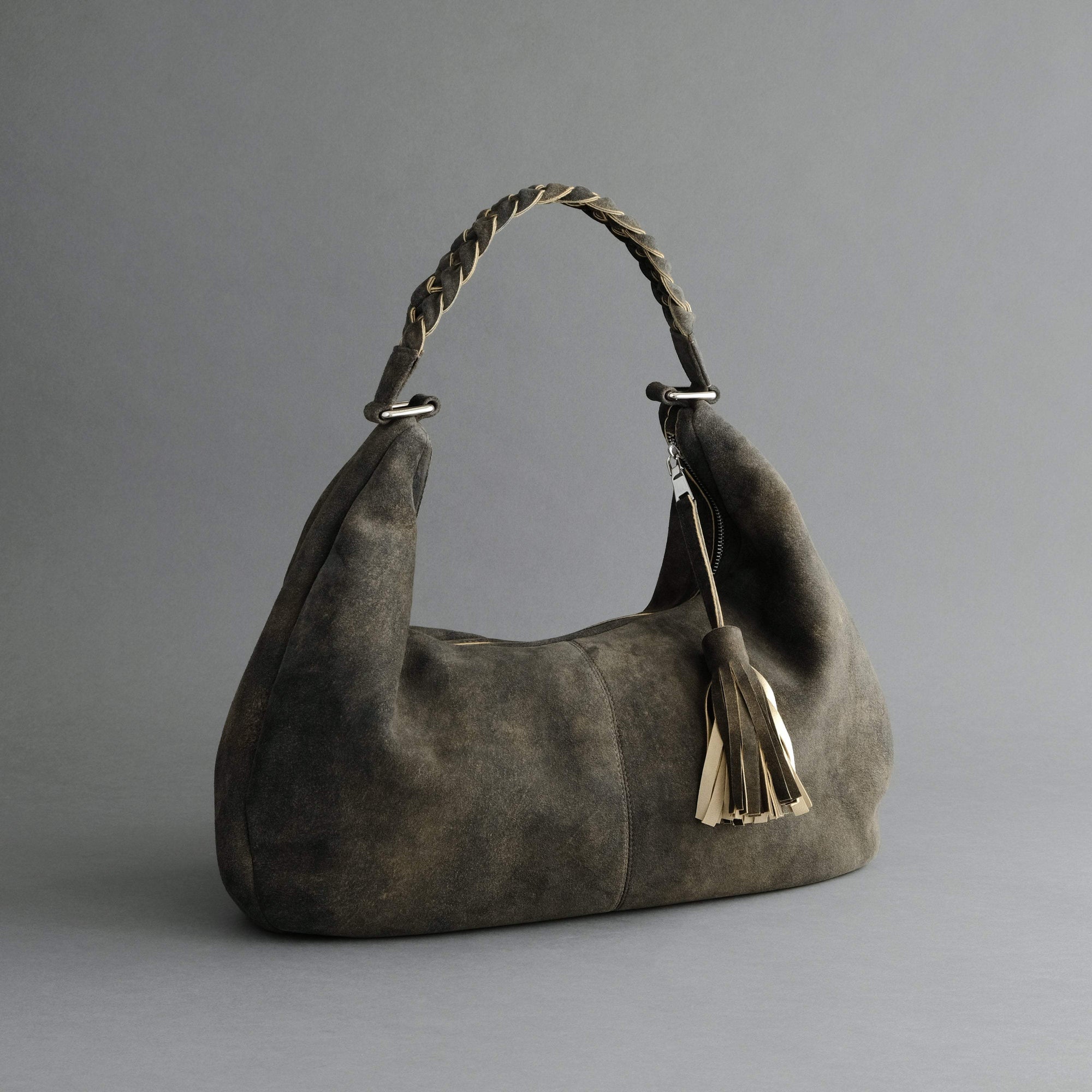 Ladies Moon Bag From Walnut Goatskin Suede - TR Handschuhe Wien - Thomas Riemer Handmade Gloves