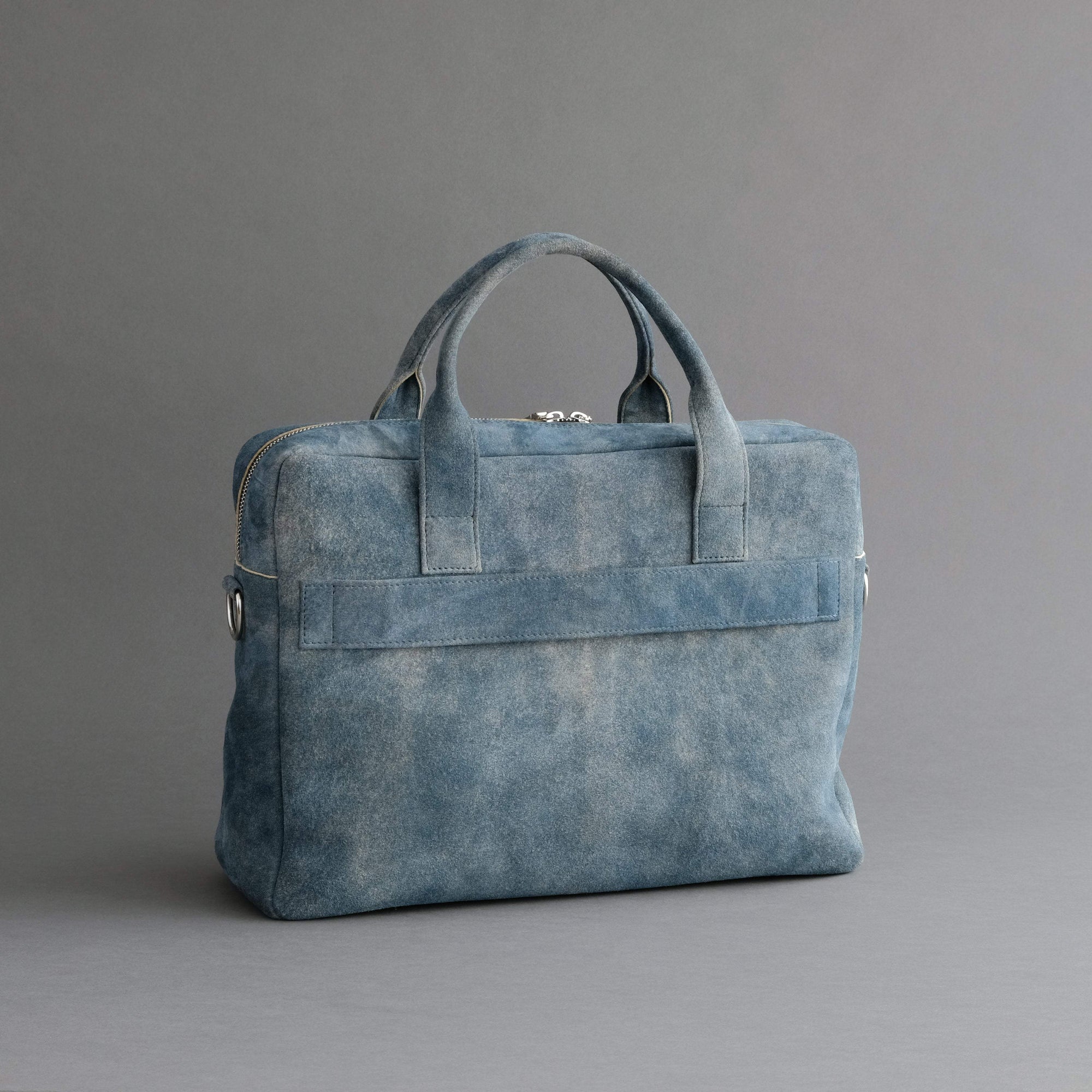 Laptop Carrying Bag Made From Jeans Blue Goatskin Suede - TR Handschuhe Wien - Thomas Riemer Handmade Gloves