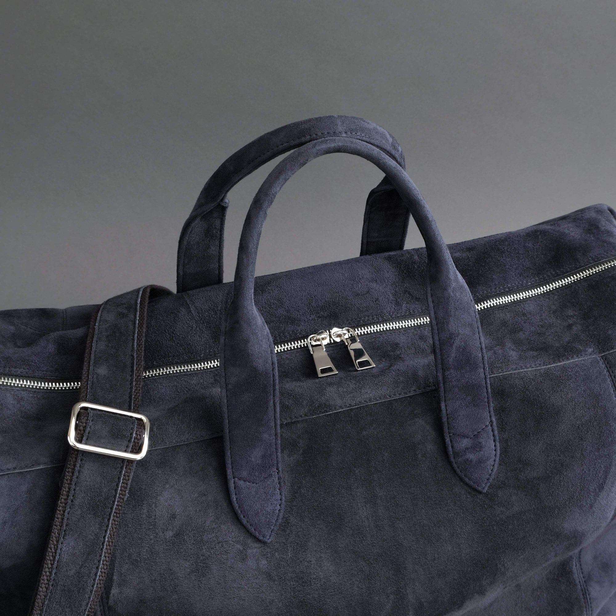 Large Weekender From Dark Blue Goatskin Suede - TR Handschuhe Wien - Thomas Riemer Handmade Gloves